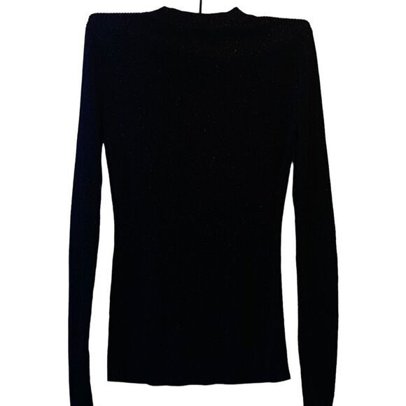Halogen Soft Long Sleeve Top Women S Black with Sparkle Stretch Shirt - Picture 2 of 5
